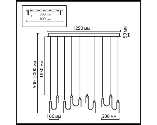 5106/52L L-VISION  ODL26 золотой брашинг/дымчатый металл/стекло Люстра линейная LED x 52W 4000K FLOW