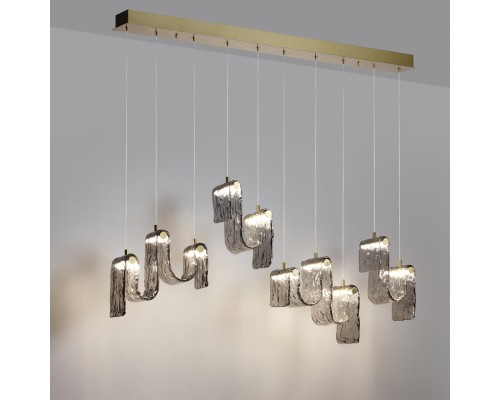 5106/52L L-VISION  ODL26 золотой брашинг/дымчатый металл/стекло Люстра линейная LED x 52W 4000K FLOW