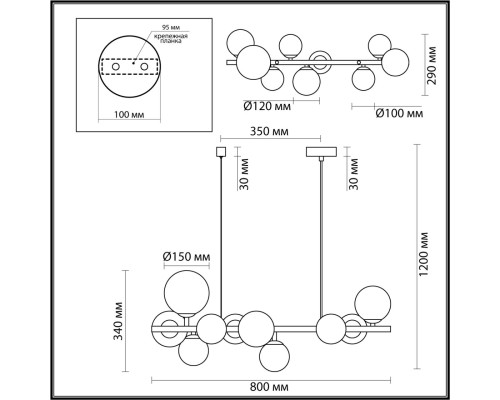 4818/10 MODERN ODL21 201 черный/прозрачный Люстра G9 10*40W TOVI