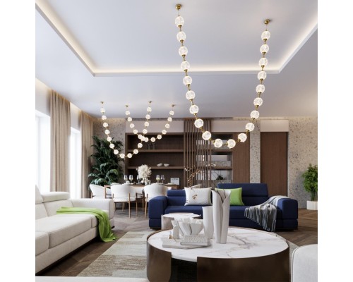 5008/64L L-VISION ODL23 575 золотой/прозрачный/металл/акрил Подвес бусы LED 64W 4000K 3520лм CRYSTAL