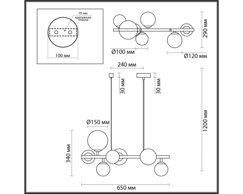 4818/7 MODERN ODL21 201 черный/прозрачный Люстра G9 7*40W TOVI