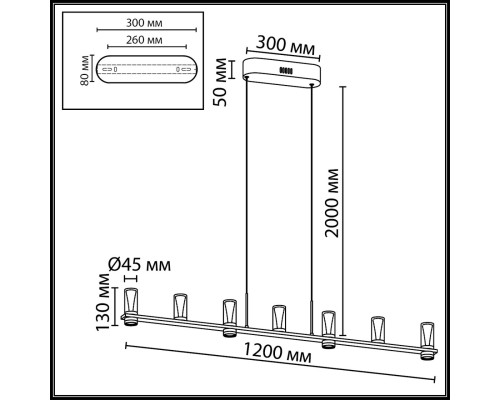 7144/45L HIGHTECH ODL26 515 светильник античная бронза/акрилл/металл IP20 LED 40W 2470Лм 3000K 180° 220V DEFANCE