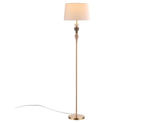 5040/1F CLASSIC ODL24 305 античн.бронза/беж.абажур/металл/керамика Торшер E27 1*60W HOMI