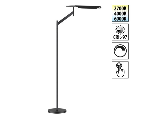 359542 LEDO NT25 000 черный Торшер диммир. со сменой цвет. темпер. (управление- сенсор) IP20 LED 14W 100-240V 2700К\4000К\6000К ALA