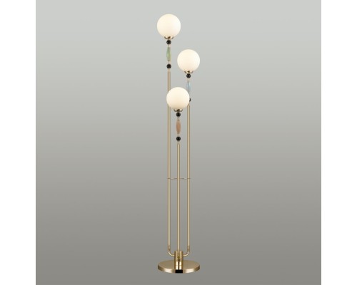 5405/3F MODERN ODL_EX24 83 золотой/корич./голубой/зеленый/белый матов./металл/керамика/стекло Торшер E14 3*40W PALLE