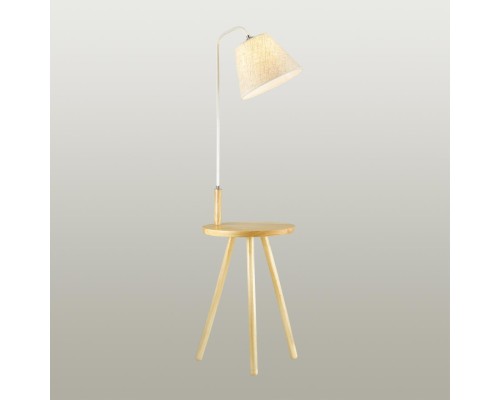 Торшер со столиком Odeon Light 4667/1F Kalda светлое дерево/рогожка E27 1*60 Вт