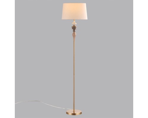 5040/1F CLASSIC ODL24 305 античн.бронза/беж.абажур/металл/керамика Торшер E27 1*60W HOMI