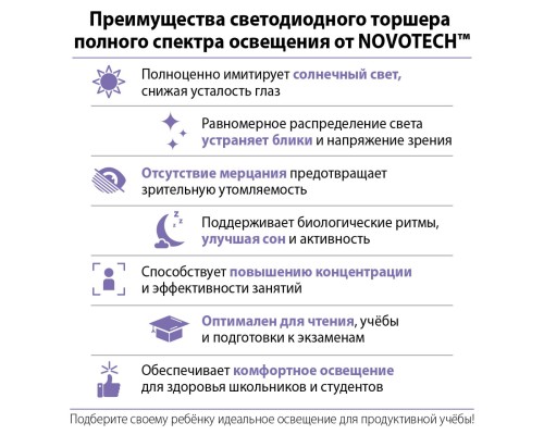 359974 LEDO NT26 000 (В 2-х КОРОБКАХ) черный Торшер светодиодный диммир. полного спектра IP20 LED 50W+50W 180-265V 4000K 6500Лм STUDI