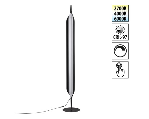 359543 LEDO NT25 000 черный Торшер диммир. со сменой цвет. темпер. (управление- сенсор) IP20 LED 32W 100-240V 2700К\4000К\6000К ALA