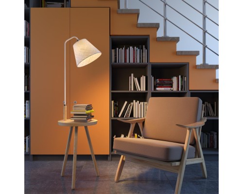 Торшер со столиком Odeon Light 4667/1F Kalda светлое дерево/рогожка E27 1*60 Вт