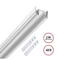 135202 SHINO NT23 044 белый Низковольтный шинопровод для монтажа в натяжной потолок 2м IP20 48V SMAL