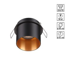Встраиваемый светильник Novotech 370431 Butt черный GU10 50 Вт