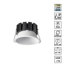 359859 WIR NT25 508 белый Светильник встраиваемый с переключателем цв. температуры и угла рассеивания IP44 LED 18W 220-240V 2700К\3200К\4000К SOLIS