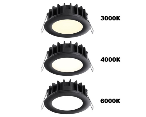 358948 SPOT NT22 черный Встраиваемый светодиодный светильник с переключателем цветовой температуры IP20 LED 3000К\4000К\6000К 10W 220V LANTE