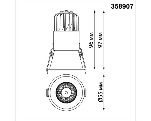 358907 SPOT NT22 черный Встраиваемый светодиодный светильник с переключателем цветовой температуры IP20 LED 3000К\4000К\6000К 7W 220V LANG