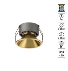 359850 WIR NT25 506 бронза Светильник встраиваемый с переключателем цв. температуры IP20 LED 7W 220-240V 2700К\3200К\4000К NOVA