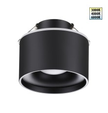 358962 SPOT NT22 черный Светильник встраиваемый с переключ. цв. температуры IP20 LED 3000К\4000К\6000К 12W вниз + 3W вверх 110-265V GIRO