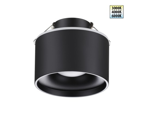 358962 SPOT NT22 черный Светильник встраиваемый с переключ. цв. температуры IP20 LED 3000К\4000К\6000К 12W вниз + 3W вверх 110-265V GIRO