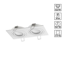 371021 WIR NT25 577 белый Светильник встраиваемый поворотный IP20 GU10 2*50W 220-240V MORUS