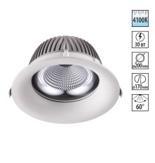 Встраиваемый светодиодный светильник Novotech 358026 Glok белый LED 30 Вт 4100K