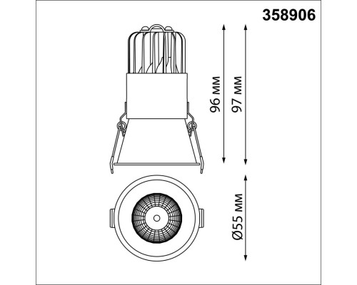 358906 SPOT NT22 белый Встраиваемый светодиодный светильник с переключателем цветовой температуры IP20 LED 3000К\4000К\6000К 7W 220V LANG