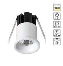 Встраиваемый светодиодный светильник Novotech Dot 357698 белый 3 Вт 160-265V IP20 3000K