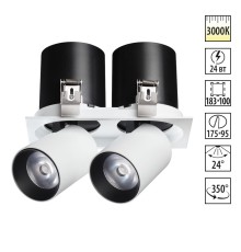 Встраиваемый светодиодный светильник Novotech 358083 Lanza белый/черный LED 24 Вт 3000K