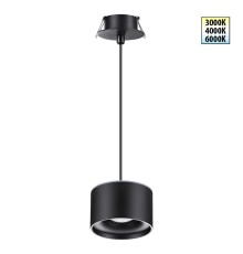 358965 SPOT NT22 черный Светильник встраиваемый с переключ. цв. температуры, провод 2м IP20 LED 3000К\4000К\6000К 12W вниз + 3W вверх 110-265V GIRO