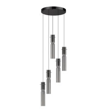 5058/25L PENDANT ODL24 325 черный/дымчатый/металл/стекло Люстра каскадная LED 5*5W 3000K SCROW
