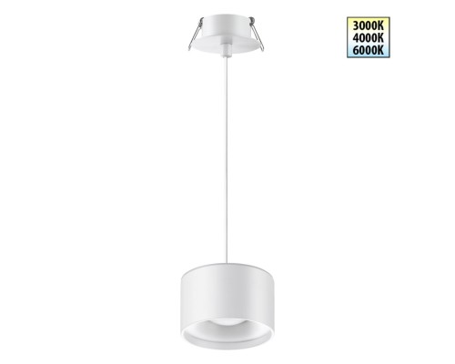 358964 SPOT NT22 белый Светильник встраиваемый с переключ. цв. температуры, провод 2м IP20 LED 3000К\4000К\6000К 12W вниз + 3W вверх 110-265V GIRO