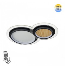 7733/80L MITRA LED SN Светильник металл/акрил/белый/под дерево/прозрачный/черный LED 80Вт 3000-6000К 600x380 IP20 пульт ДУ SUNNY