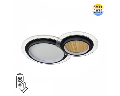 7733/80L MITRA LED SN Светильник металл/акрил/белый/под дерево/прозрачный/черный LED 80Вт 3000-6000К 600x380 IP20 пульт ДУ SUNNY