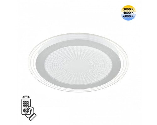 7739/80L MITRA LED SN Светильник металл/акрил/белый/серебряный/прозрачный LED 80Вт 3000-6000К D480 IP20 пульт ДУ PROMISE