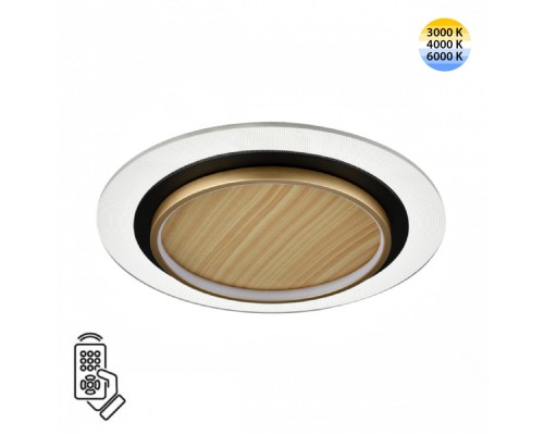 7731/80L MITRA LED SN Светильник металл/акрил/белый/под дерево/прозрачный/черный LED 80Вт 3000-6000К D480 IP20 пульт ДУ SUNNY