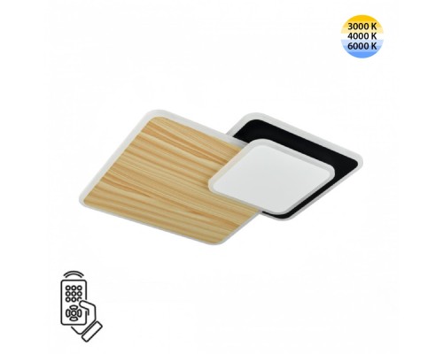 7737/60L MITRA LED SN Светильник металл/акрил/белый/под дерево/черный LED 60Вт 3000-6000К 440x440 IP20 пульт ДУ PINE