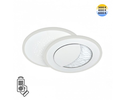 7740/60L MITRA LED SN Светильник металл/акрил/белый LED 60Вт 3000-6000К 400x290 IP20 пульт ДУ STARS