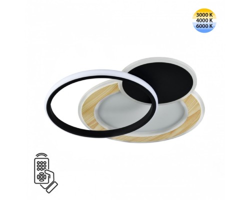 7735/80L MITRA LED SN Светильник металл/акрил/белый/под дерево/черный LED 80Вт 3000-6000К 450x450 IP20 пульт ДУ PINE