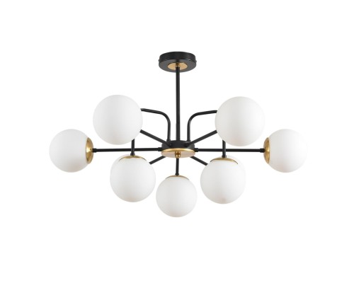 8375/9C MODERNI LN черный/латунь/белый, металл/стекло Люстра потолочная E27 9*60W 220V ELRONA
