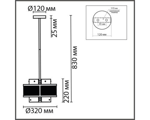 8007/3 MODERNI LN24 черный/черный, золотой металл/металл, стекло Подвесной светильник Е14 3*40W 220V Zarina