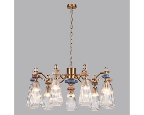 5414/9 MODERN ODL_EX26 античная бронза/терракот/синий/бежевый/коричневый/металл/керамика Люстра E14 9*40W TERRA