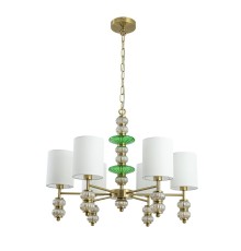 8337/6 MODERNI бронза/белый/зеленый, металл/стекло/текстиль Люстра E14 6*40W 220V ILMIRA