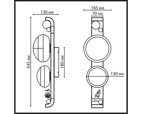 5434/2W NATURE ODL_EX26 черный/золотистый/хром/металл/акрил/декор металл Уличный фасадный светильник IP54 G9 2*15W max LUMA