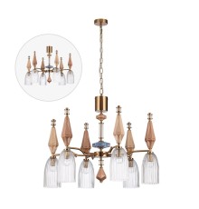 5414/6 MODERN ODL_EX26 античная бронза/терракот/синий/бежевый/металл/керамика Люстра E14 6*40W TERRA