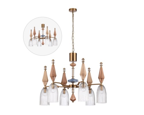 5414/6 MODERN ODL_EX26 античная бронза/терракот/синий/бежевый/металл/керамика Люстра E14 6*40W TERRA