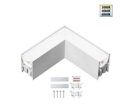 359608 OVER NT25 000 белый Светильник соединитель «L» с переключ. цв. температуры IP20 LED 8W 220-240V 3000К\4000К\6000К FATTO