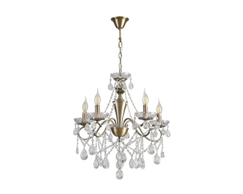 8346/5 CLASSI бронза/прозрачный, металл/хрусталь Люстра потолочная E14 5*40W 220V LUINA