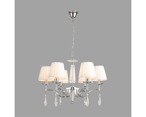 8316/6 CLASSI LN26 хром/белый, металл/хрусталь/текстиль Люстра E14 6*40W 220V MAGDA