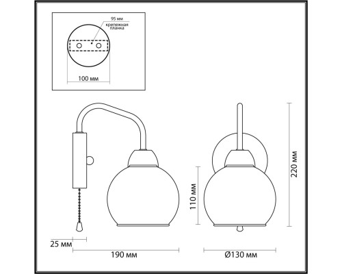 5642/1W COMFI LN23  черный, золотой Бра E27 1*60W 220V BLISS