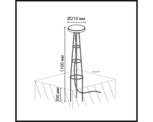 7108/15GLA NATURE ODL26 Уличный встраиваемый в грунт светильник 1100мм окраш. под дерево/металл IP65 LED 12W 278Лм 3000K 220-240V LIANA