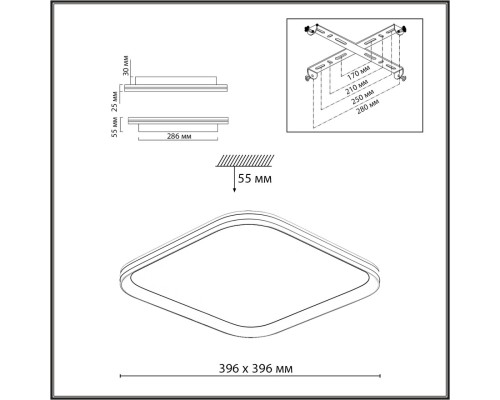 7750/72L MITRA LED SN Светильник металл/PMMA/белый LED 72Вт 3000-6000К 396х396 IP20 пульт ДУ BETA